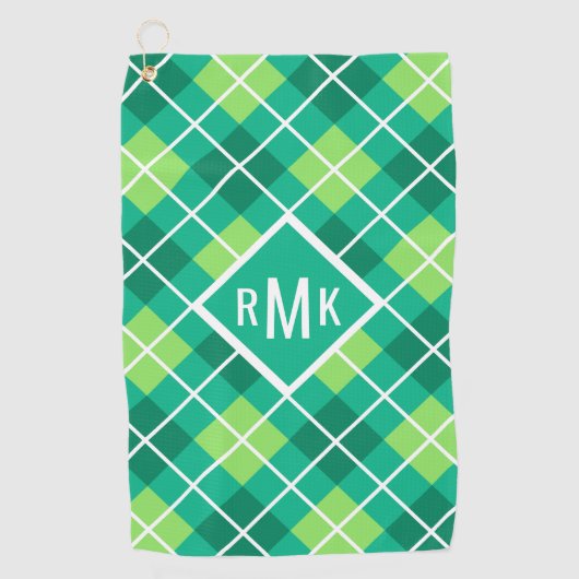 Voeg je Monogram toe | Green Argyle Pattern Golfhanddoek (Voorkant)