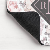 Voeg je Monogram toe | Klassiek roze en grijs patr Muismat (Hoek)