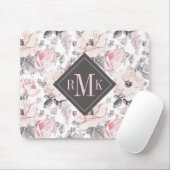 Voeg je Monogram toe | Klassiek roze en grijs patr Muismat (Met muis)