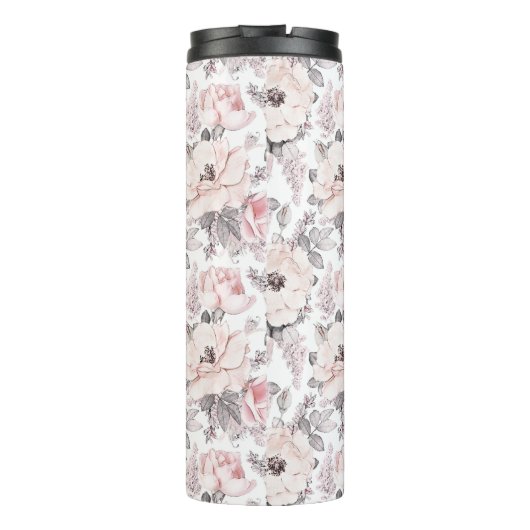 Voeg je Monogram toe | Klassiek roze en grijs patr Thermosbeker (Achterkant)