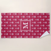 Voeg je Monogram toe | Modern Anchors Pattern Strandlaken (Voorkant)