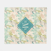 Voeg je Monogram toe | Modern Floral Pattern Fleece Deken (Voorkant (Horizontaal))