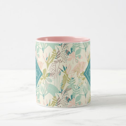 Voeg je Monogram toe | Modern Floral Pattern Mok (Midden)