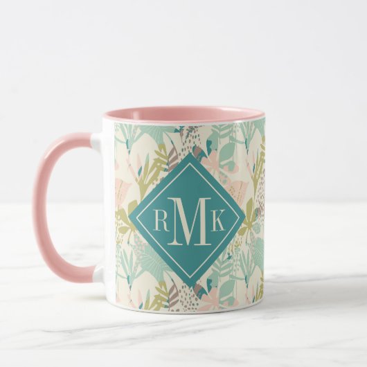 Voeg je Monogram toe | Modern Floral Pattern Mok (Links)