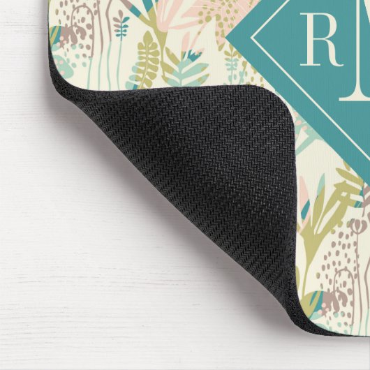 Voeg je Monogram toe | Modern Floral Pattern Muismat (Hoek)