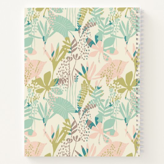 Voeg je Monogram toe | Modern Floral Pattern Notitieboek (Achterkant)