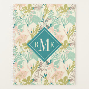 Voeg je Monogram toe Modern Floral Pattern Planner