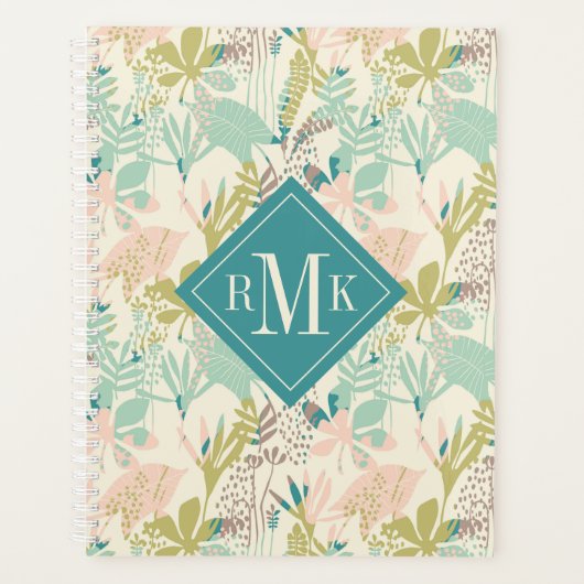 Voeg je Monogram toe | Modern Floral Pattern Planner (Voorkant)