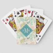 Voeg je Monogram toe | Modern Floral Pattern Pokerkaarten (Achterkant)