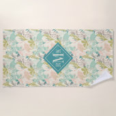 Voeg je Monogram toe | Modern Floral Pattern Strandlaken (Voorkant)