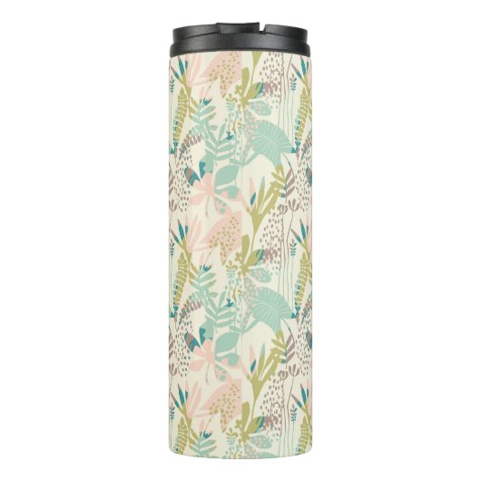 Voeg je Monogram toe | Modern Floral Pattern Thermosbeker (Achterkant)