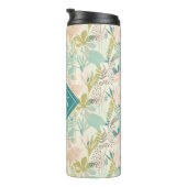 Voeg je Monogram toe | Modern Floral Pattern Thermosbeker (Geroteerd rechts)