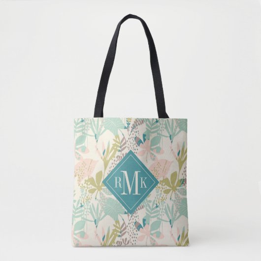 Voeg je Monogram toe | Modern Floral Pattern Tote Bag (Voorkant)