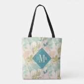 Voeg je Monogram toe | Modern Floral Pattern Tote Bag (Achterkant)