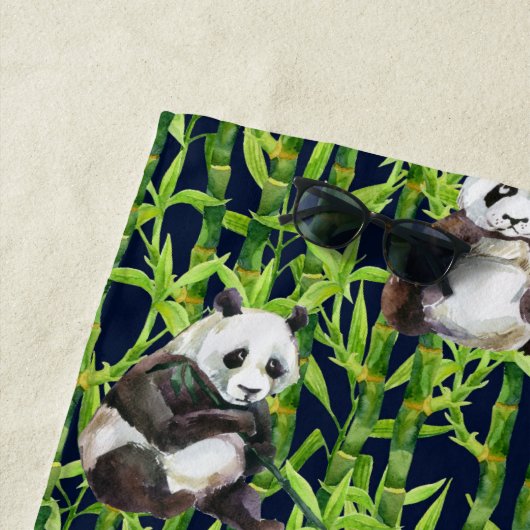 Voeg je Monogram toe | Panda met Bamboe Strandlaken (In situ)