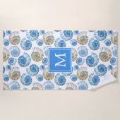 Voeg je Monogram toe | Pastel Seashell Pattern Strandlaken (Voorkant)