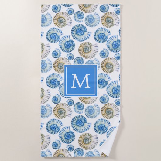 Voeg je Monogram toe | Pastel Seashell Pattern Strandlaken (Voorkant)