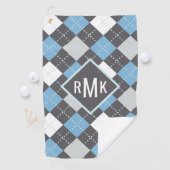 Voeg je Monogram toe | Patroon met blauwe en grijz Golfhanddoek (Insitu)
