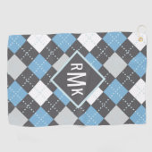Voeg je Monogram toe | Patroon met blauwe en grijz Golfhanddoek (Horizontaal)