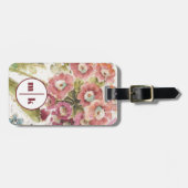 Voeg je Monogram toe | Roze primrose Bagagelabel (Voorkant horizontaal)