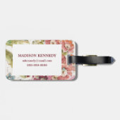 Voeg je Monogram toe | Roze primrose Bagagelabel (Achterkant horizontaal)