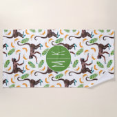 Voeg je Monogram toe |Sweet Monkeys Juggling Banan Strandlaken (Voorkant)