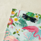 Voeg je Monogram toe | Tropische bloemen en vogels Strandlaken (In situ)