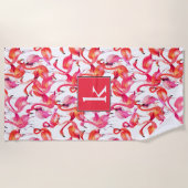 Voeg je Monogram toe | Waterverf Flamingos Strandlaken (Voorkant)