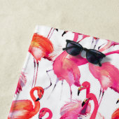 Voeg je Monogram toe | Waterverf Flamingos Strandlaken (In situ)