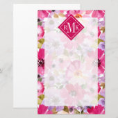Voeg je Monogram toe | Waterverf Floral Briefpapier (Voorkant / Achterkant)