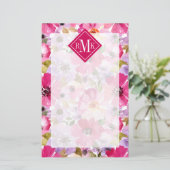 Voeg je Monogram toe | Waterverf Floral Briefpapier (Staand voorkant)