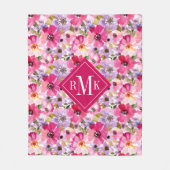 Voeg je Monogram toe | Waterverf Floral Fleece Deken (Voorkant)