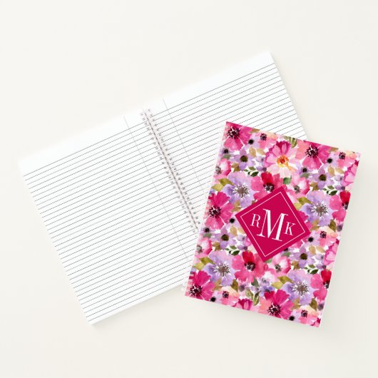 Voeg je Monogram toe | Waterverf Floral Notitieboek (Binnen)