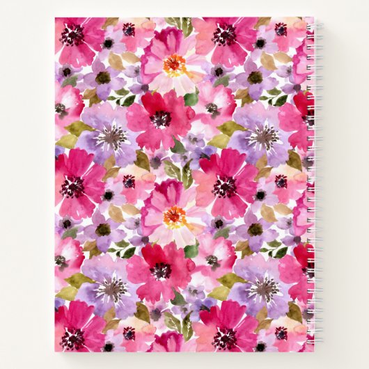 Voeg je Monogram toe | Waterverf Floral Notitieboek (Achterkant)