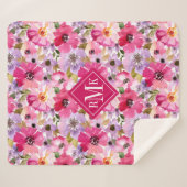 Voeg je Monogram toe | Waterverf Floral Sherpa Deken (Voorkant (horizontaal))