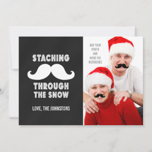 Voeg je mustaches grappige kerstfoto's toe feestdagenkaart