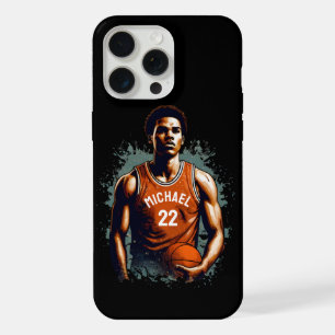 Voeg je naam en nummer toe basketbalspeler Aangepa iPhone 15 Pro Max Case