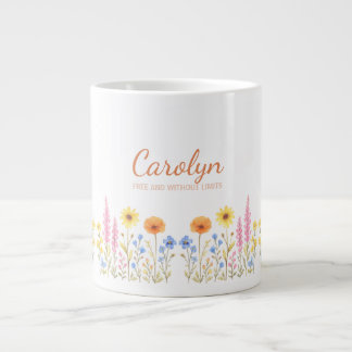 Voeg je naam koffiemokken toe, Pretty Wildflower Grote Koffiekop