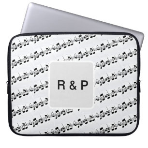 Voeg je naam paar muzieknoten beats patroon bl laptop sleeve