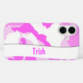 Voeg je naam Roze Witte Camouflagepatroon toe Case-Mate iPhone Case (Achterkant (horizontaal))
