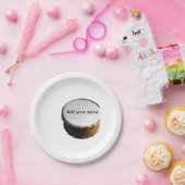 Voeg je naam tekst bruin zwart drum beats stick papieren bordje (Feest)