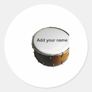 Voeg je naam tekst bruin zwart drum beats stick ronde sticker