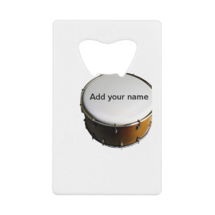 Voeg je naam tekst bruin zwart drumbeats stok toe creditkaart flessenopener