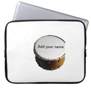 Voeg je naam tekst bruin zwart drumbeats stok toe laptop sleeve