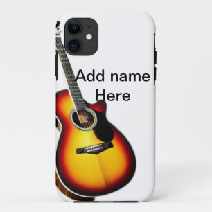 Voeg je naam tekst bruine akoestische gitaar bewer Case-Mate iPhone case