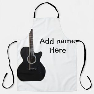 Voeg je naam tekst bruine akoestische gitaar bewer schort
