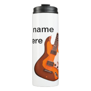 Voeg je naam tekst bruine akoestische gitaar bewer thermosbeker