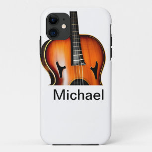 Voeg je naam tekst bruine viool muziek liefhebber Case-Mate iPhone case
