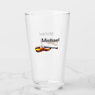Voeg je naam tekst bruine viool muziek liefhebber glas