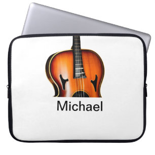 Voeg je naam tekst bruine viool muziek liefhebber laptop sleeve